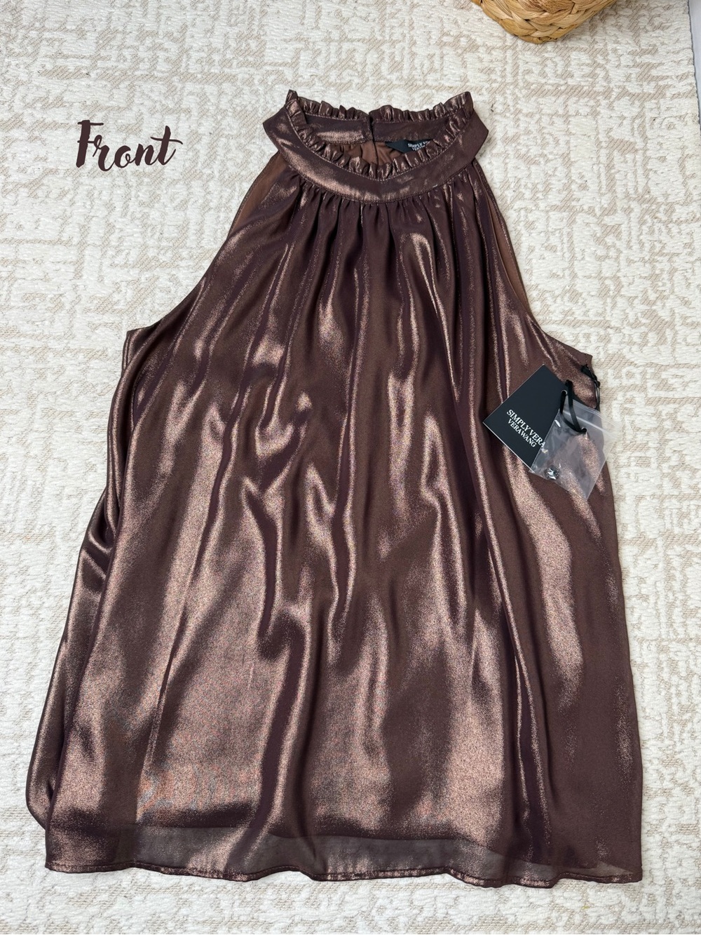 Simply Vera Vera Wang Metallic Halter Top XS NWT